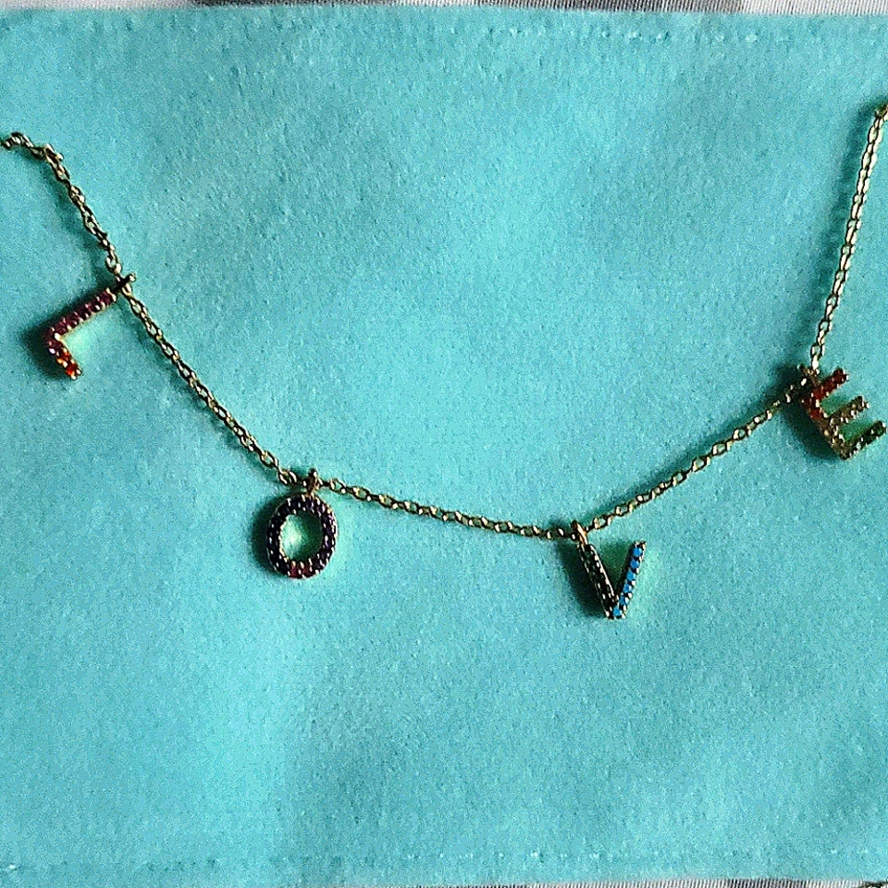 LOVE Gold Rainbow Necklace - Picture 4 of 5